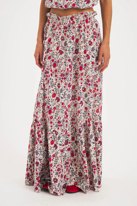 Gonna Lunga Cotone con Fantasia a Fiori Annie Antik Batik