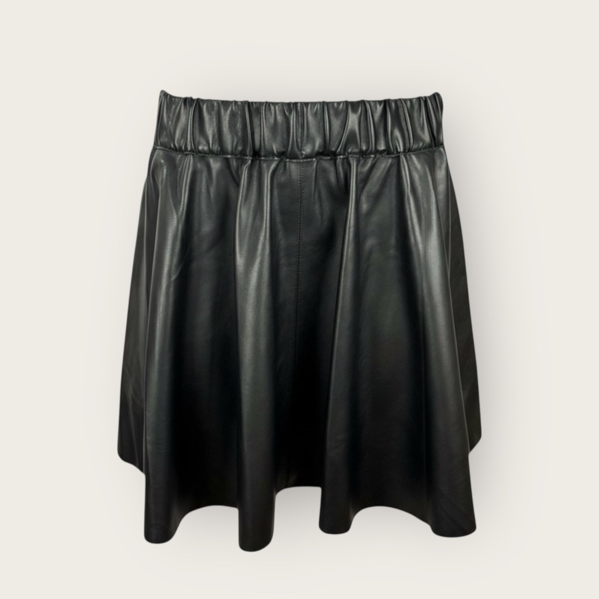 Gonna Mini Nera Ecopelle a Pieghe Hezza Bellrose