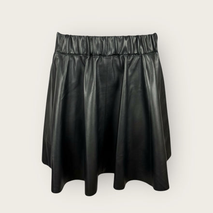 Gonna Mini Nera Ecopelle a Pieghe Hezza Bellrose