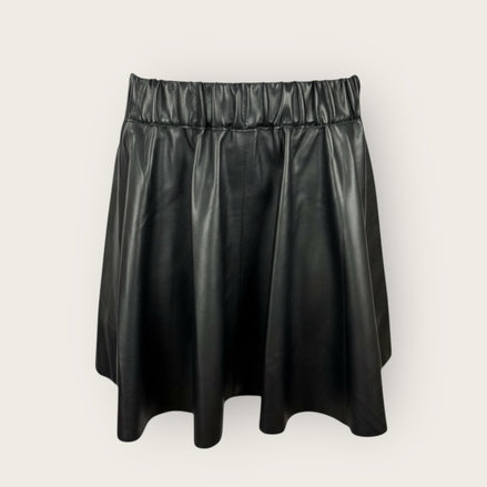 Gonna Mini Nera Ecopelle a Pieghe Hezza Bellrose