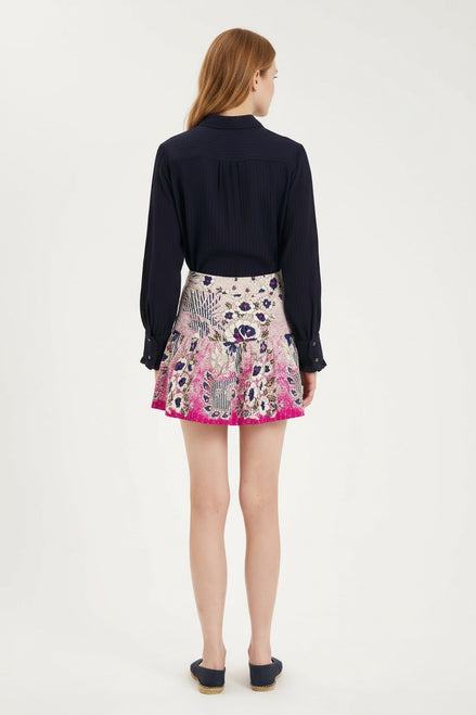 Gonna Mini di Cotone con Stampa Floreale Amia Antik Batik