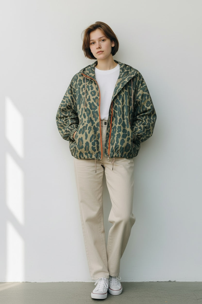 Giacca Impermeabile Animalier in Cotone Cerato Over Bazar de Luxe