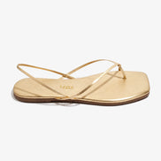 TKEES, Infradito in Pelle Oro con Cinturino Millie Square Toe