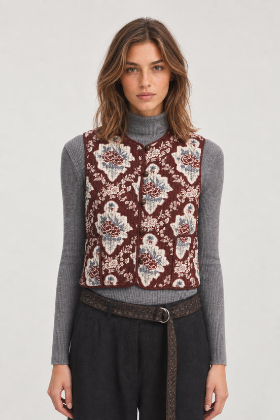 Antik Batik, Gilet Trapuntato Fantasia Floreale Irene