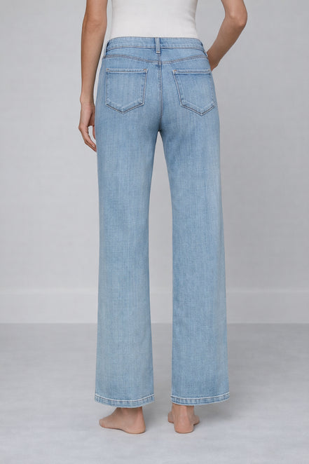 L'Agence, Denim Chiaro a Gamba larga con Vita Bassa Joanne