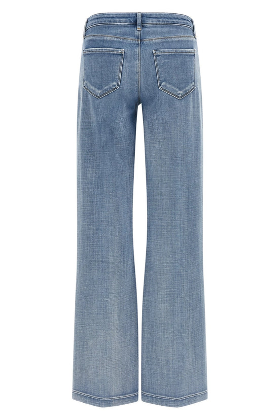 L'Agence, Denim Chiaro a Gamba larga con Vita Bassa Joanne