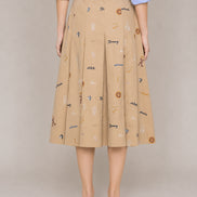 SEA New York, Gonna a Pieghe con Ricami Monogramma Juliet