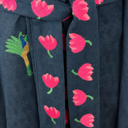 Kimono  in Cotone Blu con Ricami Jungle, Nimo with Love