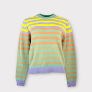 Maglia Girocollo Righe Multicolor Garza di Cashmere Jumper1234