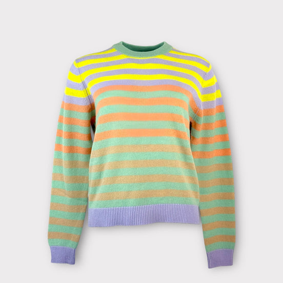 Maglia Girocollo Righe Multicolor Garza di Cashmere Jumper1234