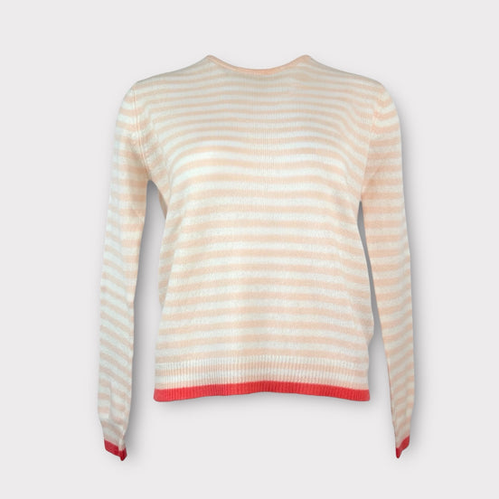 Maglia Girocollo Garza di Cashmere Riga Pastello Rosa Jumper1234