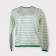 Maglia Girocollo Garza di Cashmere Riga Pastello Verde Jumper1234