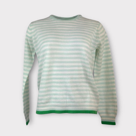 Maglia Girocollo Garza di Cashmere Riga Pastello Verde Jumper1234