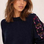 Ba&sh, Maglia Girocollo in Lana con Dettagli Ricamati, Elda
