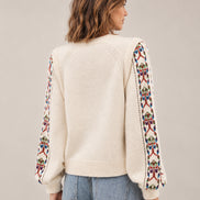 Ba&sh, Maglia Girocollo in Lana con Dettagli Ricamati, Elda