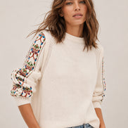 Ba&sh, Maglia Girocollo in Lana con Dettagli Ricamati, Elda
