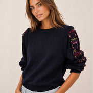 Ba&sh, Maglia Girocollo in Lana con Dettagli Ricamati, Elda