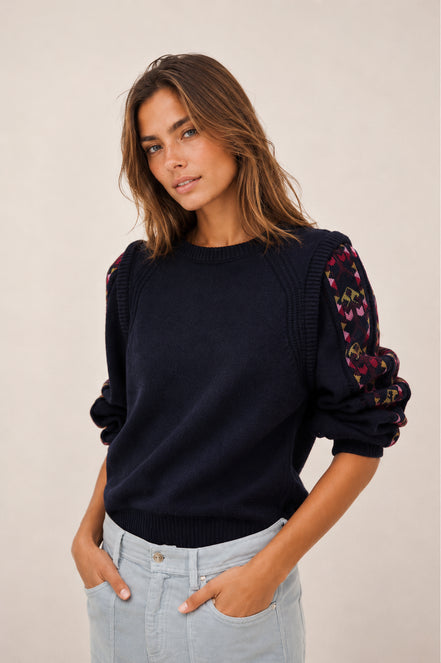 Ba&sh, Maglia Girocollo in Lana con Dettagli Ricamati, Elda