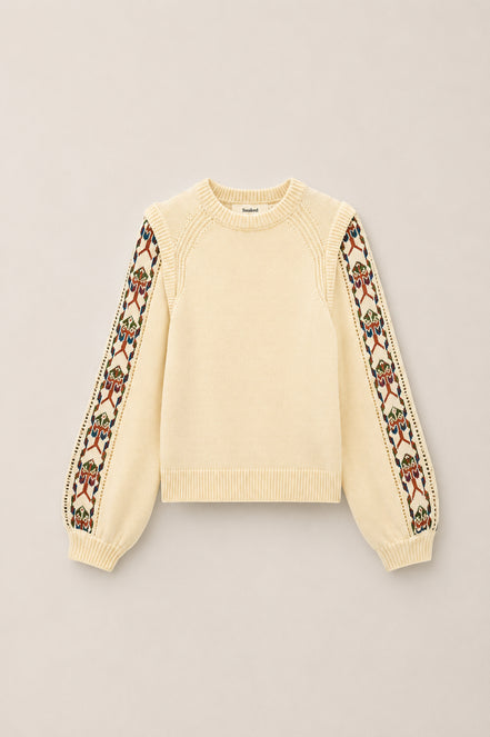 Ba&sh, Maglia Girocollo in Lana con Dettagli Ricamati, Elda
