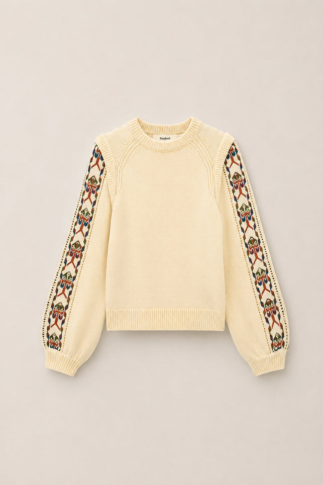 Ba&sh, Maglia Girocollo in Lana con Dettagli Ricamati, Elda