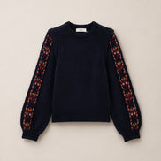 Ba&sh, Maglia Girocollo in Lana con Dettagli Ricamati, Elda