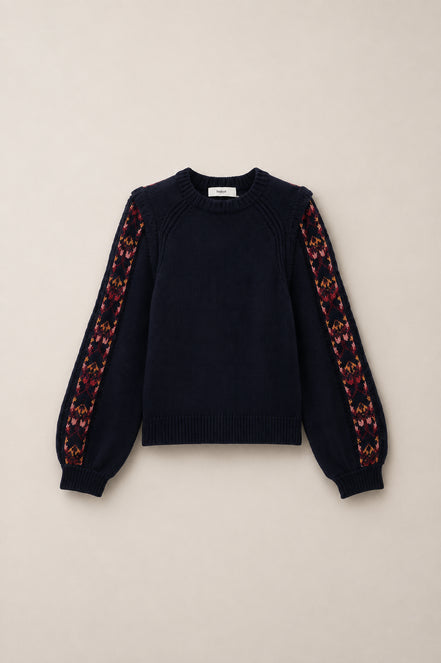 Ba&sh, Maglia Girocollo in Lana con Dettagli Ricamati, Elda