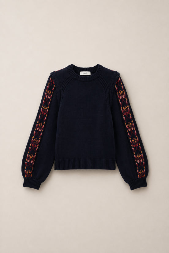 Ba&sh, Maglia Girocollo in Lana con Dettagli Ricamati, Elda