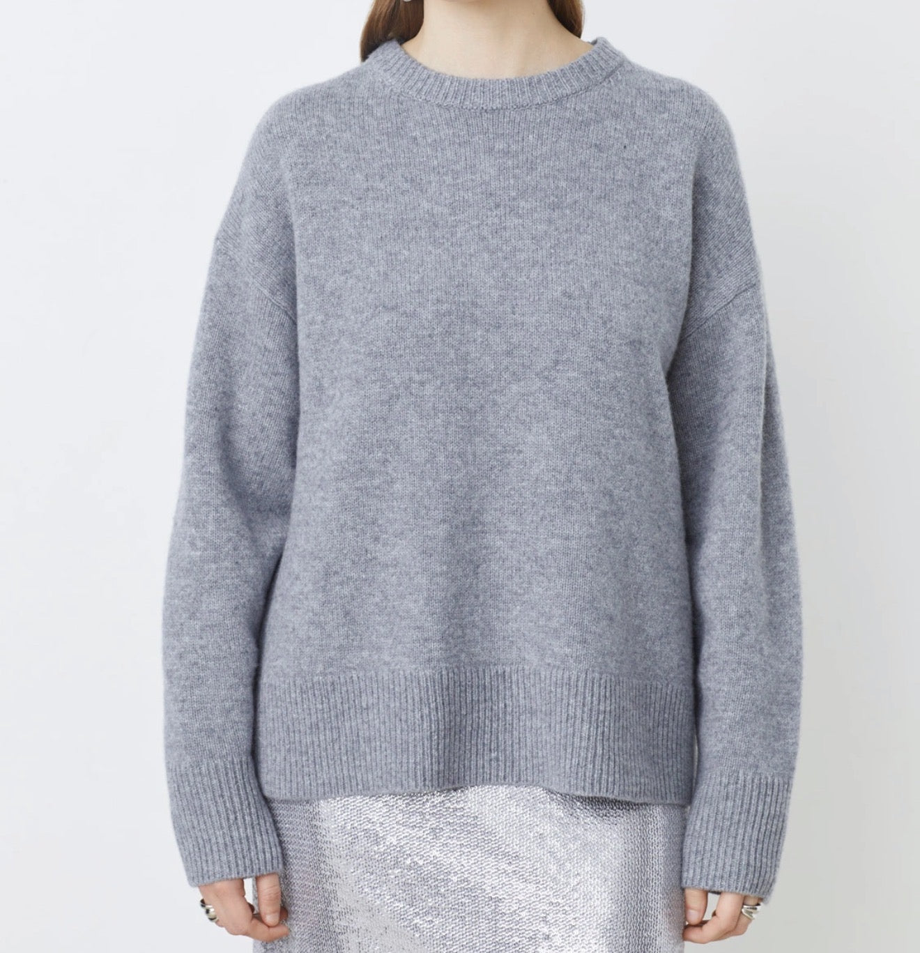 Maglia in Lana Over Grigia Girocollo Persan Suncoo