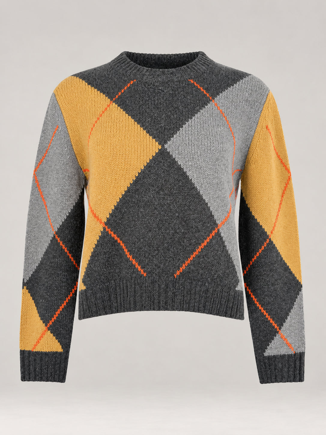 Inland, Maglia in Cashmere Girocollo Losanghe Cropped