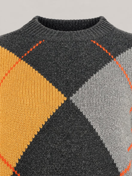 Inland, Maglia in Cashmere Girocollo Losanghe Cropped