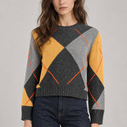 Inland, Maglia in Cashmere Girocollo Losanghe Cropped