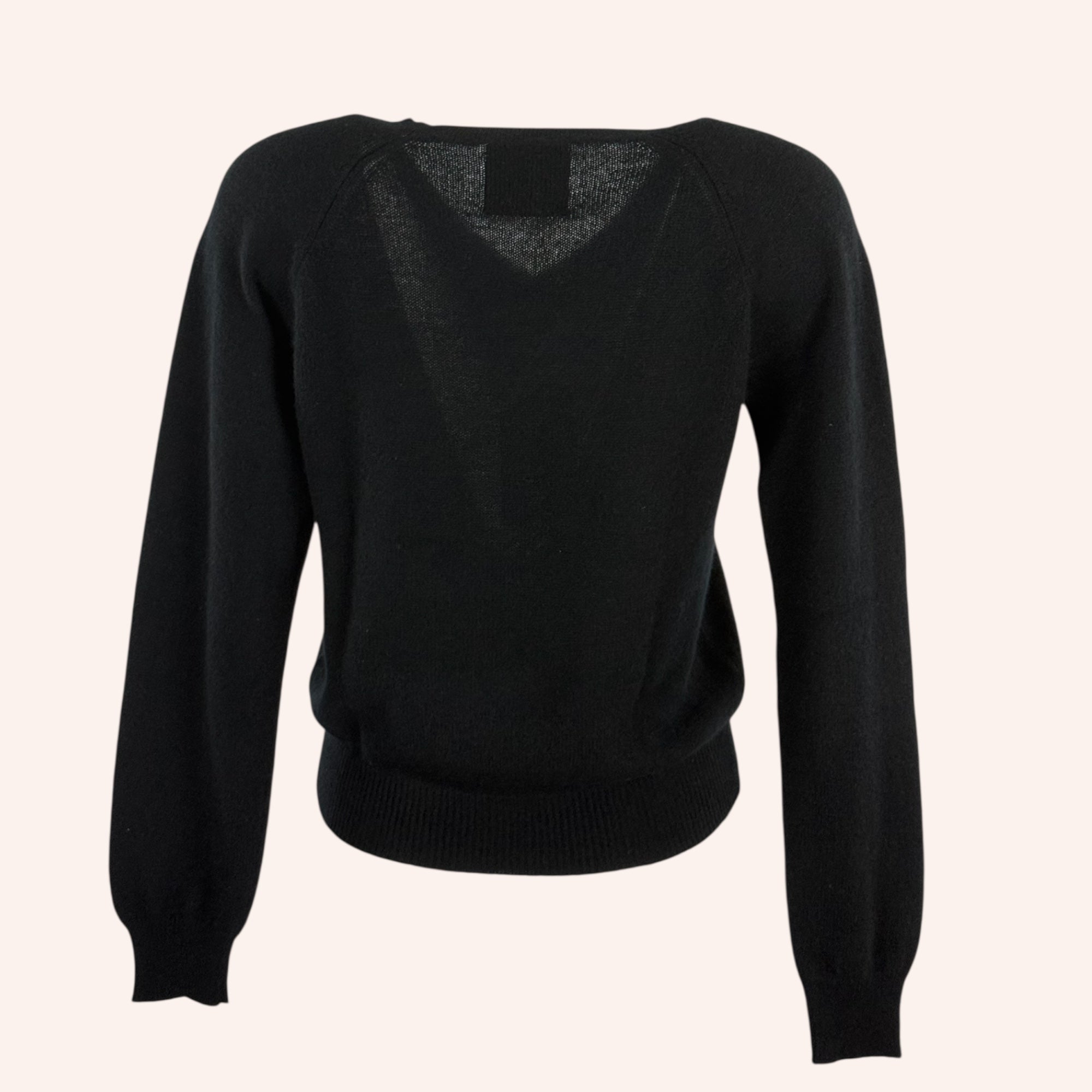 Maglia Scollo a V Cashmere Nera Jumper1234