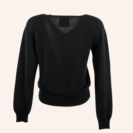 Maglia Scollo a V Cashmere Nera Jumper1234