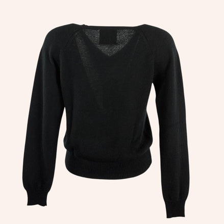 Maglia Scollo a V Cashmere Nera Jumper1234