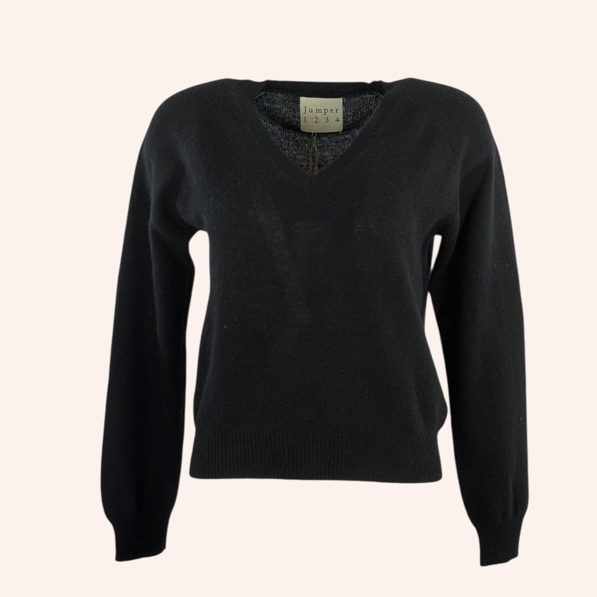 Maglia Scollo a V Cashmere Nera Jumper1234
