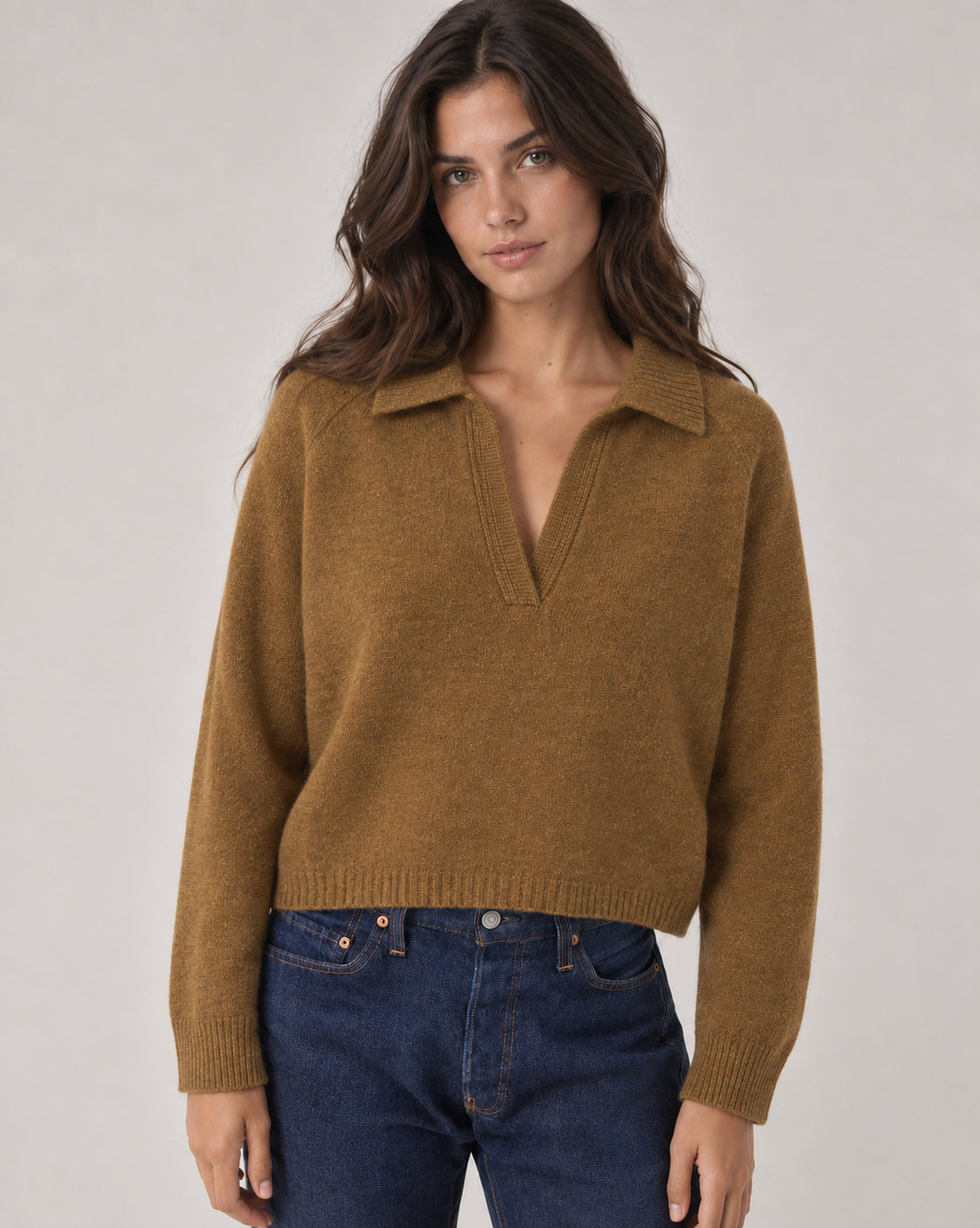 Kujten, Maglia Polo in Cashmere Cropped