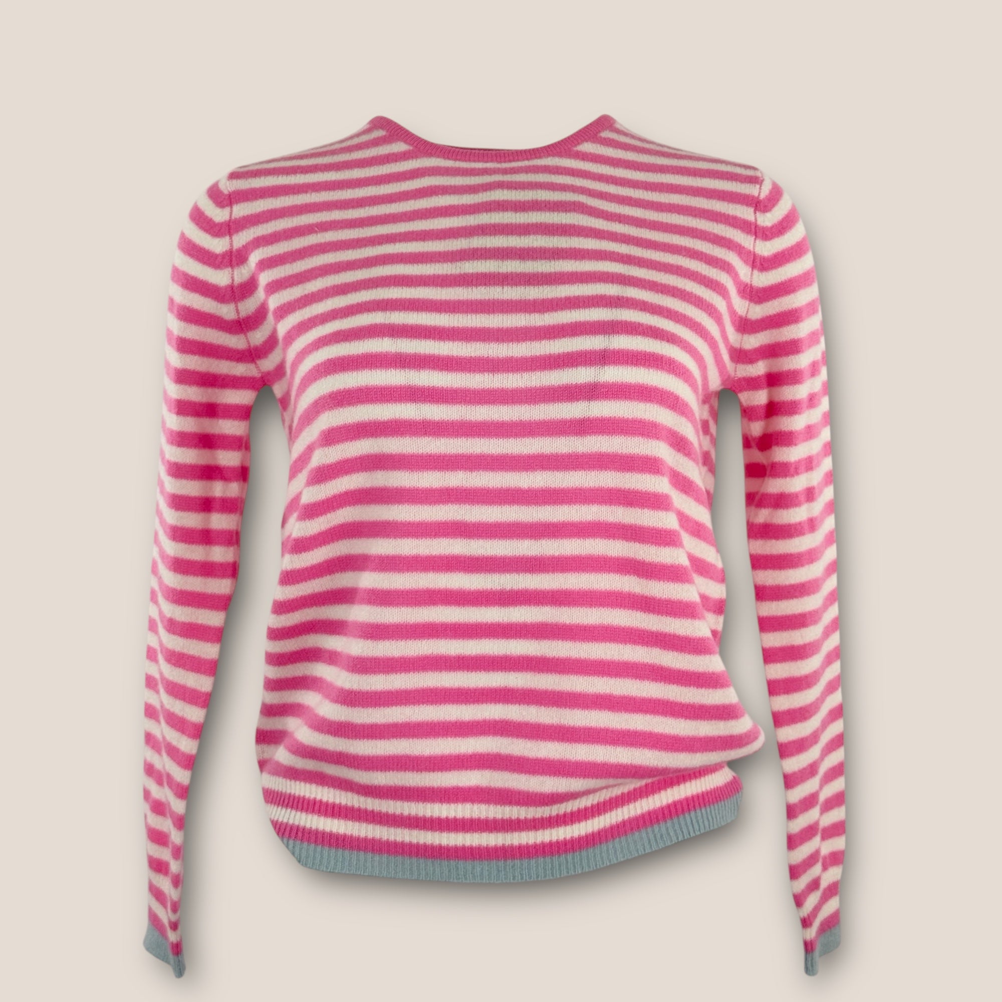 Maglia Girocollo Cashmere Righe Rosa Jumper1234