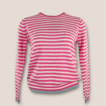 Maglia Girocollo Cashmere Righe Rosa Jumper1234