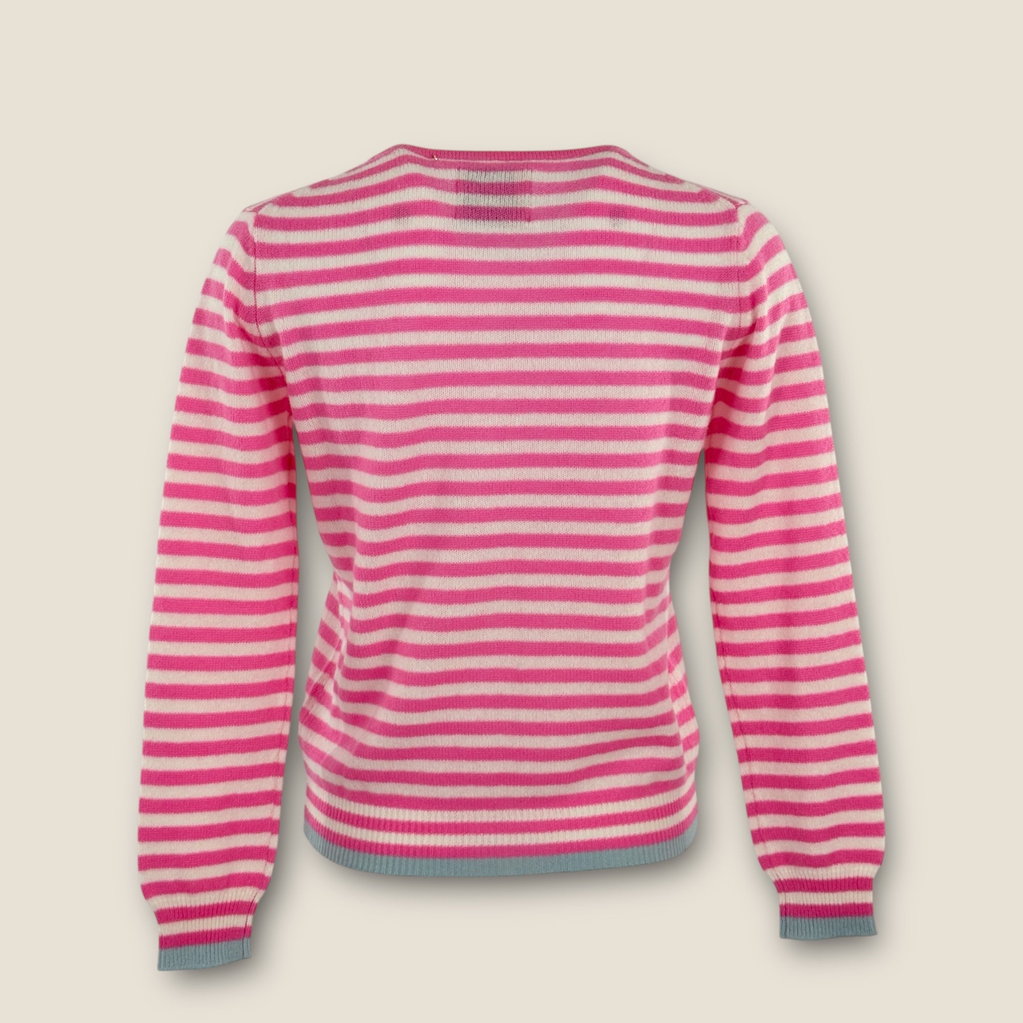 Maglia Girocollo Cashmere Righe Rosa Jumper1234