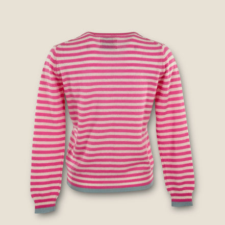 Maglia Girocollo Cashmere Righe Rosa Jumper1234