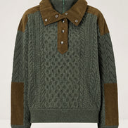 Sea New York, Maglione in Lana a Trecce con Dettagli in Velluto a Coste Allen