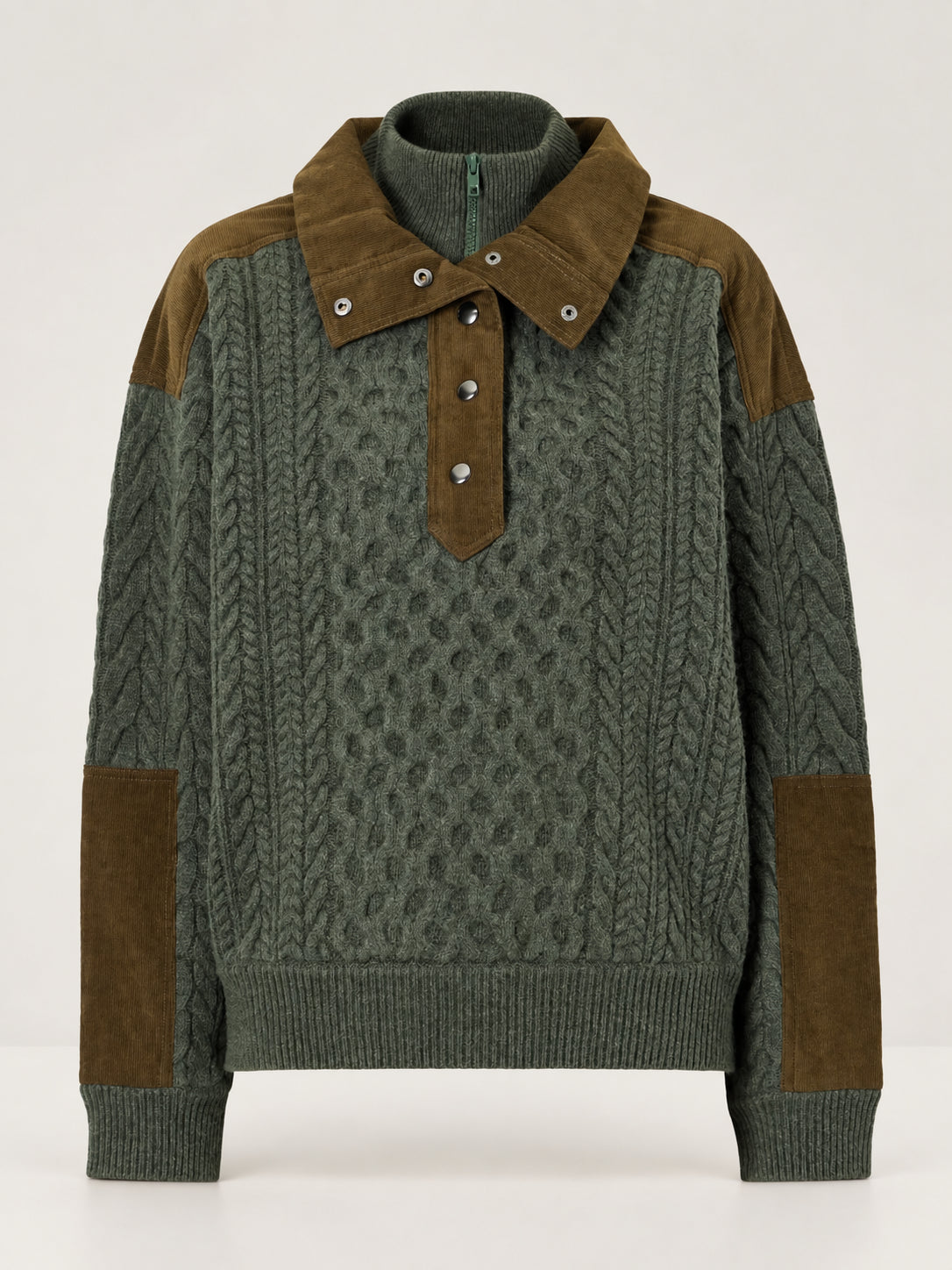 Sea New York, Maglione in Lana a Trecce con Dettagli in Velluto a Coste Allen