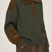 Sea New York, Maglione in Lana a Trecce con Dettagli in Velluto a Coste Allen