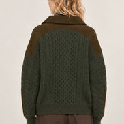 Sea New York, Maglione in Lana a Trecce con Dettagli in Velluto a Coste Allen
