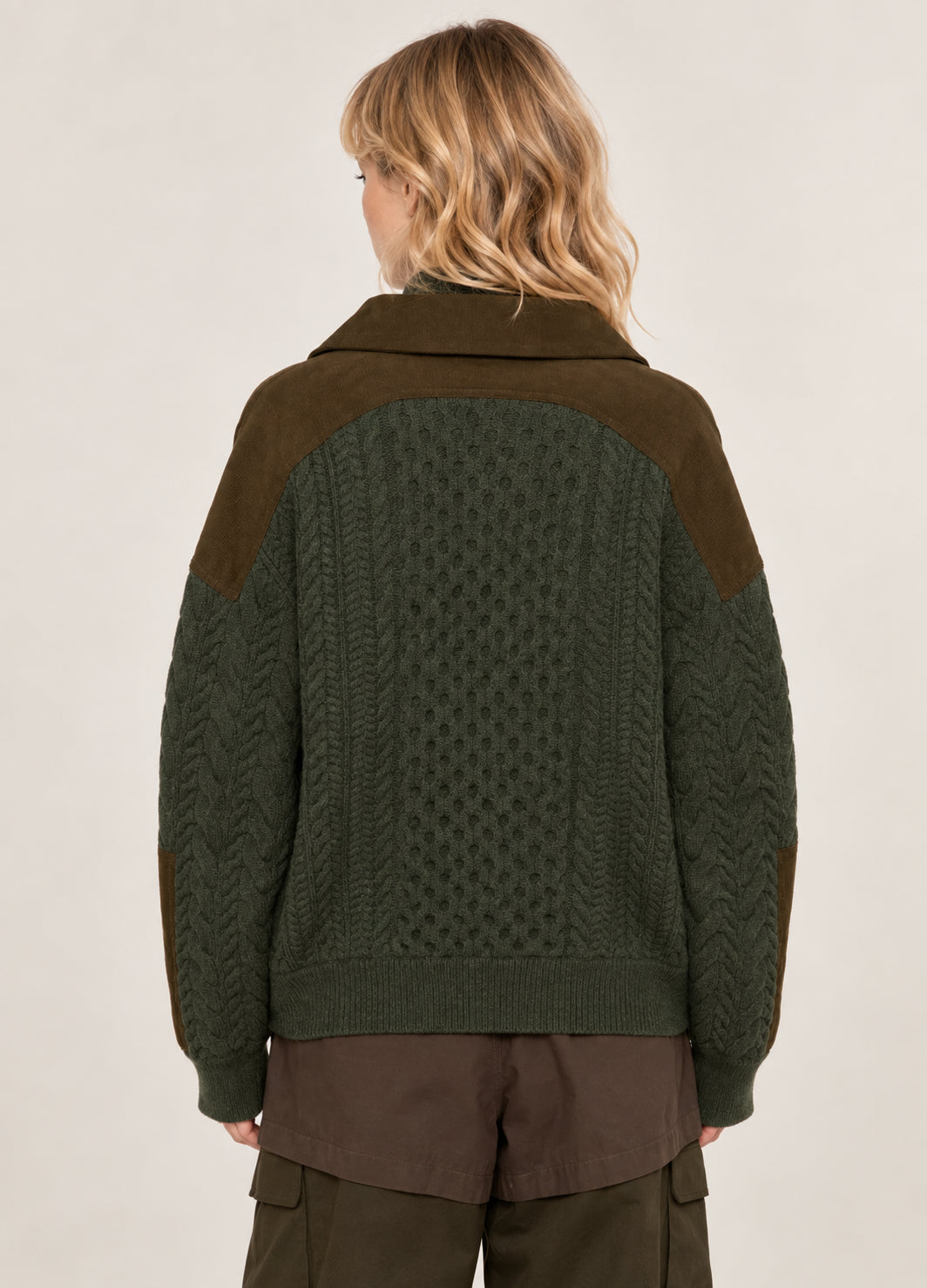 Sea New York, Maglione in Lana a Trecce con Dettagli in Velluto a Coste Allen