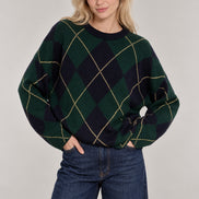 Inland, Maglione Girocollo over  in cashmere a losanghe