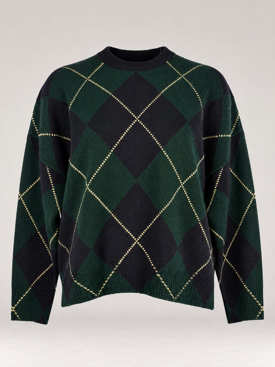 Inland, Maglione Girocollo over  in cashmere a losanghe
