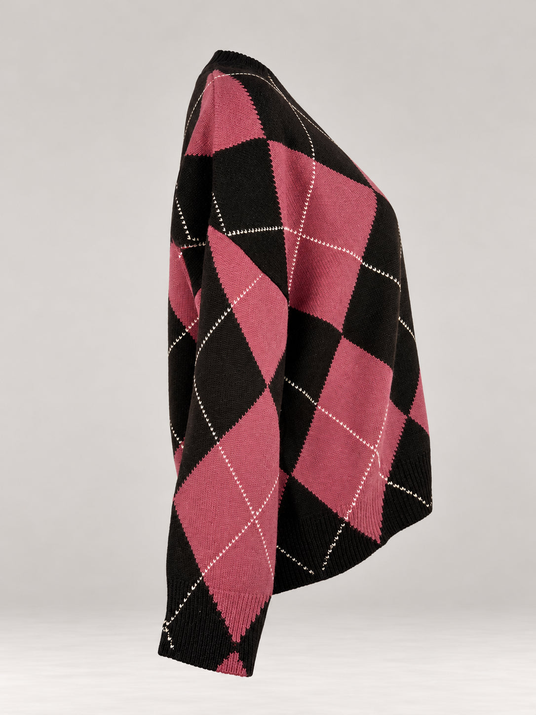 Inland, Maglione Girocollo over  in cashmere a losanghe
