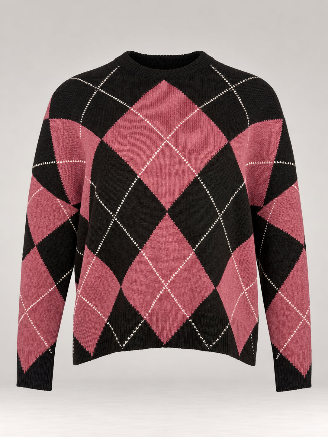 Inland, Maglione Girocollo over  in cashmere a losanghe