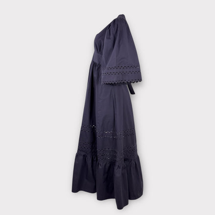 Maxi Abito Popeline di Cotone Navy Romie Antik Batik